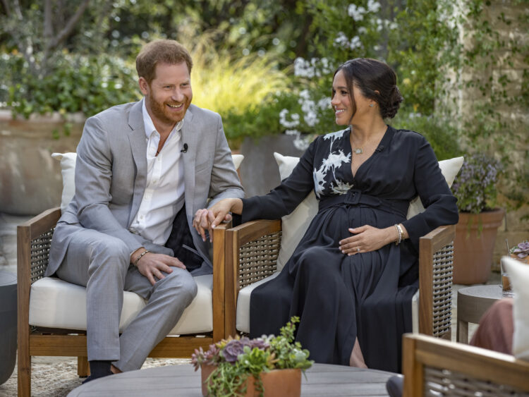 Handout photo supplied by Harpo Productions showing the Duke and Duchess of Sussex during their interview with Oprah Winfrey which was broadcast in the US on March 7.